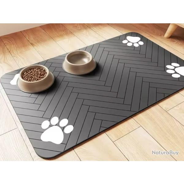 Tapis Gamelle Chien Chat Absorbant Antid�rapant �tanche 30x50 cm Noir