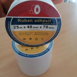 lot de 3 rouleaux double face 25 m&egrave;tres largeur 48mm neuf sous blister