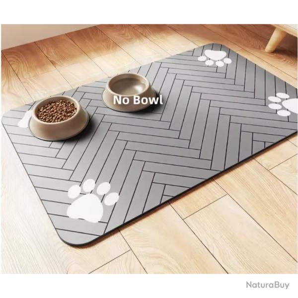 Tapis Gamelle Chien Chat Absorbant Antid�rapant �tanche 40 � 60 cm Gris