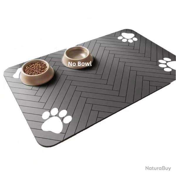 Tapis Gamelle Chien Chat Absorbant Antid�rapant �tanche 40 � 60 cm Noir