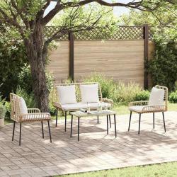 Ensemble de salle &agrave; manger pour jardin 3 pcs Marron et Cr&egrave;me