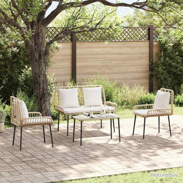 Ensemble de salle � manger pour jardin 3 pcs Marron et Cr�me
