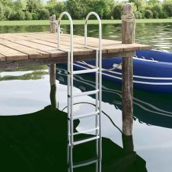 &Eacute;chelle de dock &agrave; 4 &eacute;tapes Argent 45 &times;11,5 &times;162 cm Aluminium