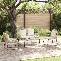 Ensemble de salle &agrave; manger pour jardin 3 pcs Marron et Cr&egrave;me