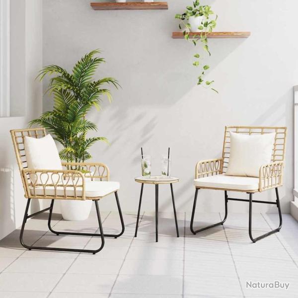Ensemble de salle � manger pour jardin 3 pcs Marron et Cr�me