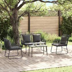 Ensemble de salle &agrave; manger pour jardin 3 pcs Noir et anthracite