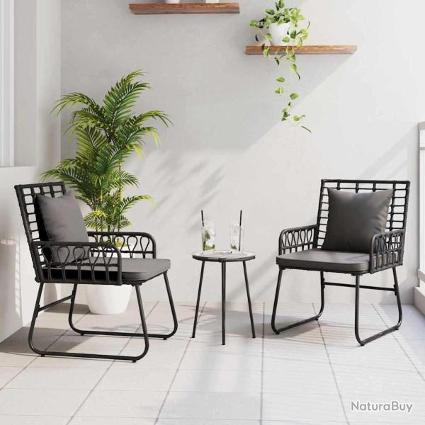 Ensemble de salle � manger pour jardin 3 pcs Noir et anthracite
