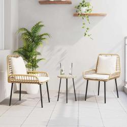 Ensemble de salle &agrave; manger pour jardin 3 pcs Marron et Cr&egrave;me