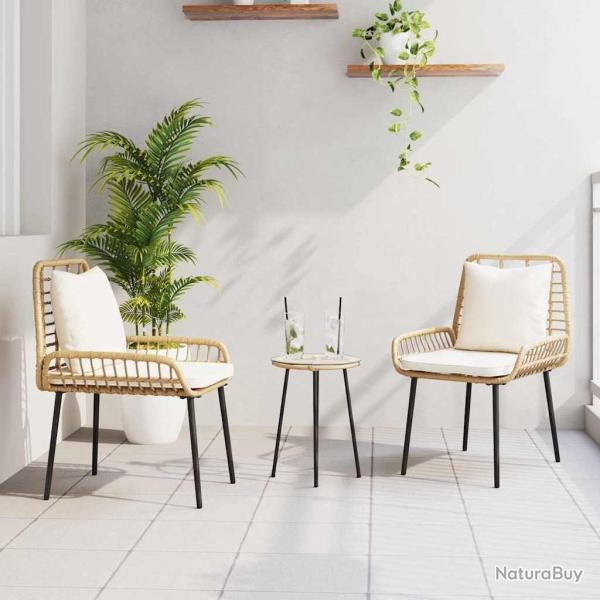 Ensemble de salle � manger pour jardin 3 pcs Marron et Cr�me