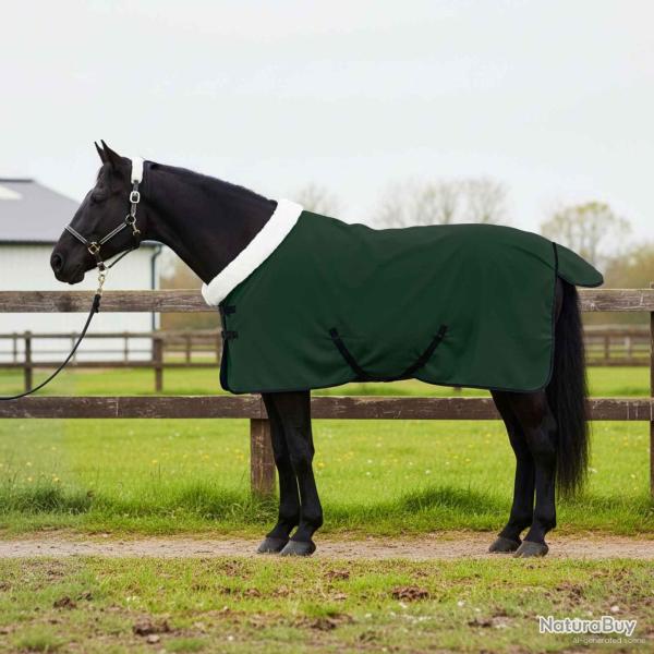 Couverture �quine Vert fonc� complet 85 cm Fleece polaire