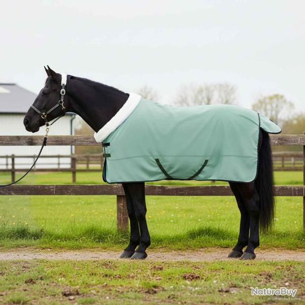 Couverture �quine Vert fonc� complet 155 cm Fleece polaire
