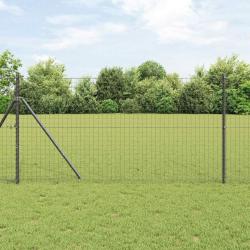 Poteau de cl&ocirc;ture. 12 pcs Gris Acier peint par poudre