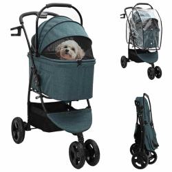 Poussette Pliante pour Animaux Vert 78 x 54 x 101 cm Polyester
