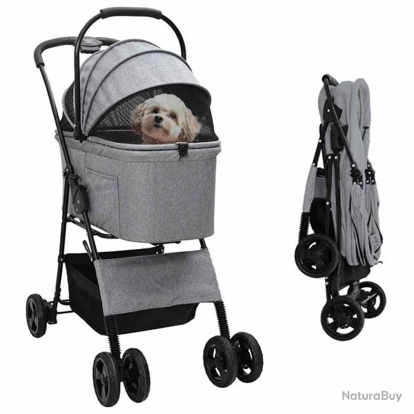 Poussette Pliante pour Animaux Gris 81 x 47 x 99 cm Polyester