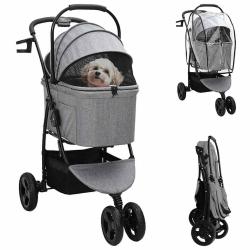 Poussette Pliante pour Animaux Gris 78 x 54 x 101 cm Polyester