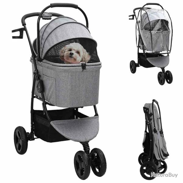 Poussette Pliante pour Animaux Gris 78 x 54 x 101 cm Polyester