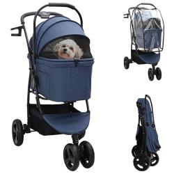 Poussette Pliante pour Animaux Bleu 78 x 54 x 101 cm Polyester