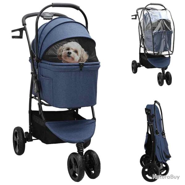 Poussette Pliante pour Animaux Bleu 78 x 54 x 101 cm Polyester