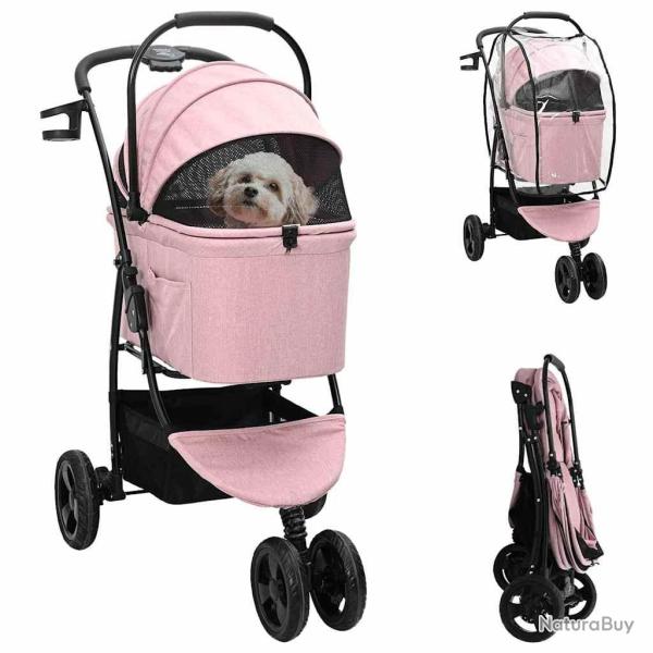 Poussette Pliante pour Animaux Rose 78 x 54 x 101 cm Polyester
