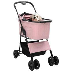 Poussette Pliante pour Animaux Rose 81 x 47 x 99 cm Polyester