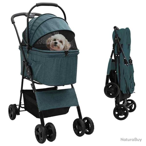 Poussette Pliante pour Animaux Vert 81 x 47 x 99 cm Polyester