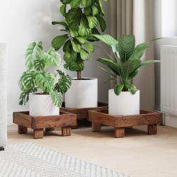 Support de Plante 3 pcs Marron Bois d'Acajou