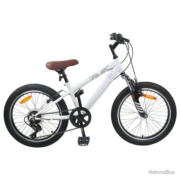 V�lo de Montagne 24 Pouces 6-Vitesse pour les 8-12 ans Blanc
