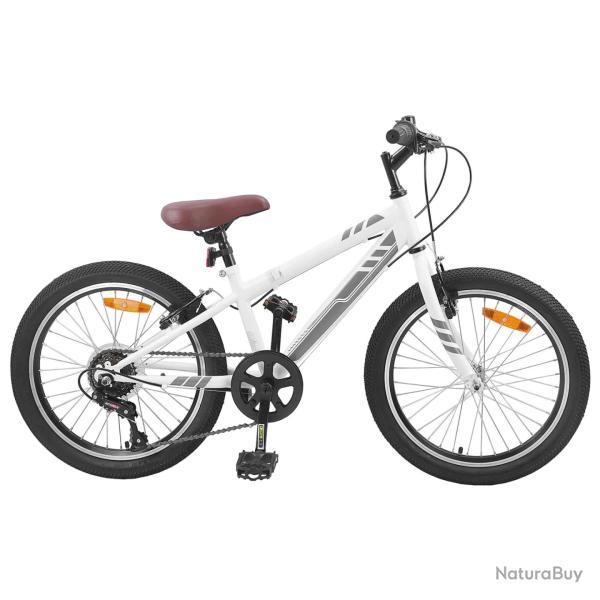 V�lo de Montagne 24 Pouces 6-Speed pour les 8-12 ans Blanc