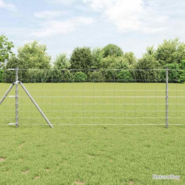Cl�ture de prairie Argent� 25 x 0,8 m Acier galvanis�