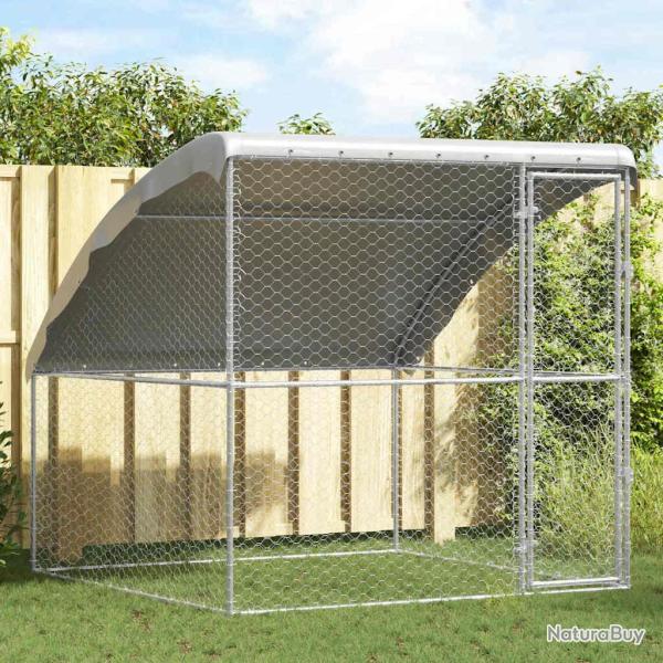 Kennel pour Chiens Argent� 2 x 2 x 2 m Acier galvanis�