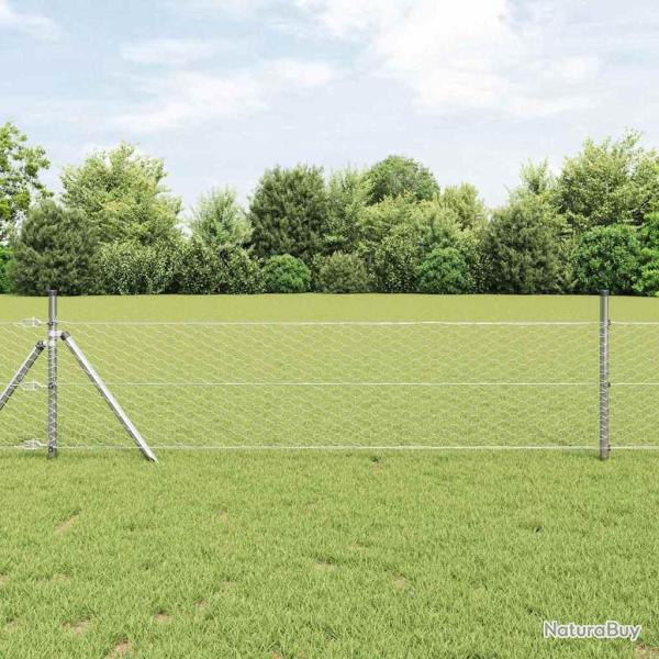 Cl�ture hexagonale Argent� 0,8 x 10 m Acier galvanis�