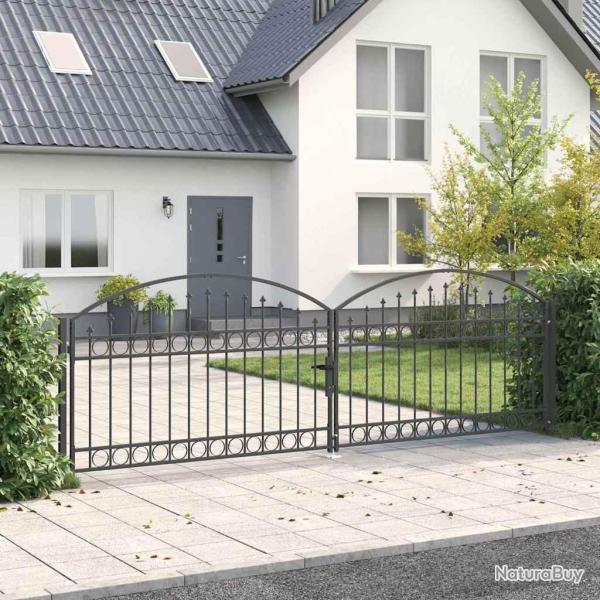 Porte de Cl�ture Assen 401 x 175,5 cm Acier Gris Verrouillable