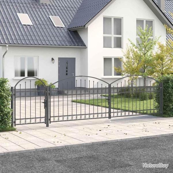 Portail de cl�ture de jardin avec sommet en arc Assen Gris
