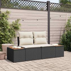 Canap&eacute; de jardin Noir 184 x 62 x 85cm polyrotin