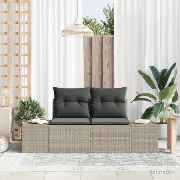 Canap� de jardin avec coussin Gris 184 x 62 x 69 cm polyrotin