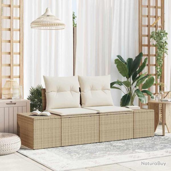 Canap� de jardin avec coussin Beige 184 x 62 x 69 cm polyrotin