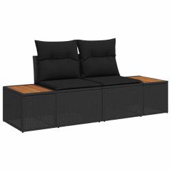 Canap&eacute; de jardin Noir 184 x 62 x 85cm polyrotin