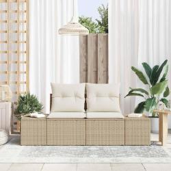 Canap&eacute; de jardin avec coussin Beige 184 x 62 x 69 cm polyrotin