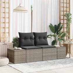 Canap&eacute; de jardin avec coussin Gris 184 x 62 x 69 cm polyrotin