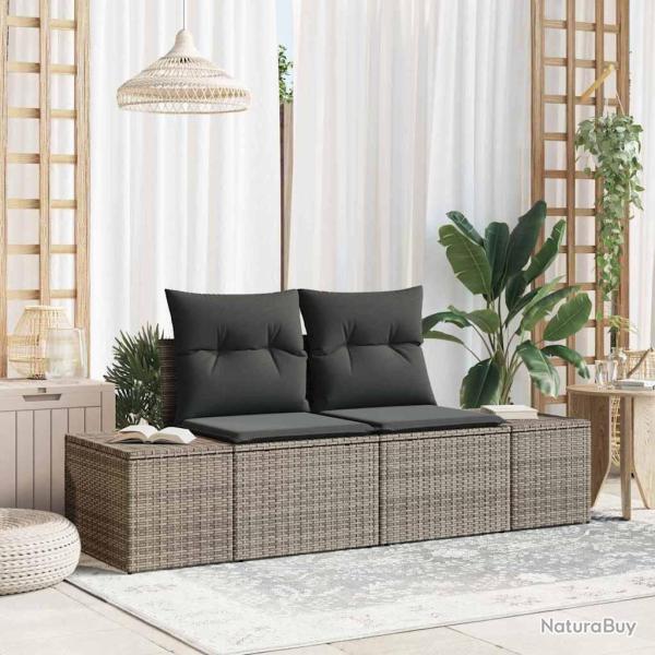 Canap� de jardin avec coussin Gris 184 x 62 x 69 cm polyrotin