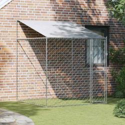 Cage pour chien avec toit Argent&eacute; 200 x 200 x 258 cm