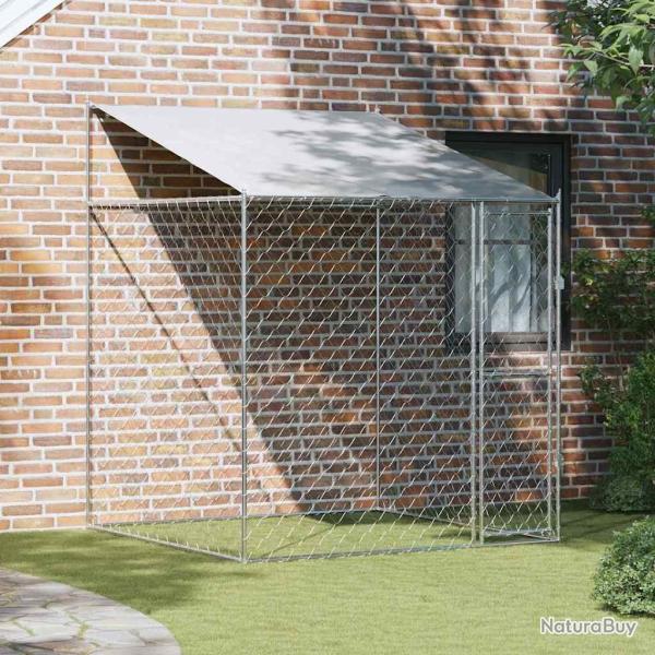 Cage pour chien avec toit Argent� 200 x 200 x 258 cm