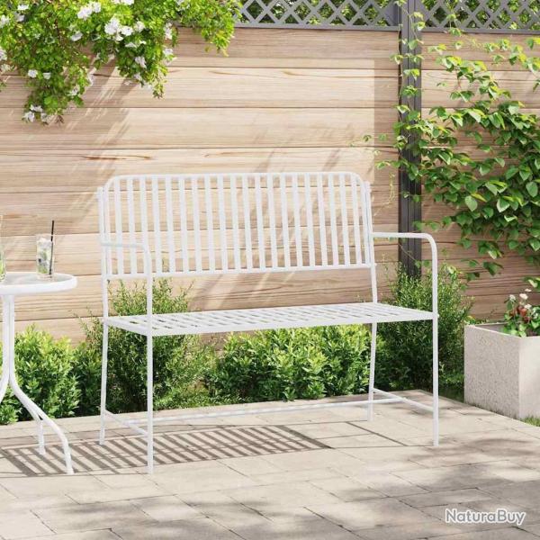 Banc de jardin Blanc Uni 103,5 x 51,5 x 90 cm Acier