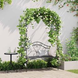 Banc de jardin Noir 121 x 48 x 200 cm Acier