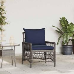 Chaise de jardin avec coussin Gris 73 x 61 x 77 cm polyrotin