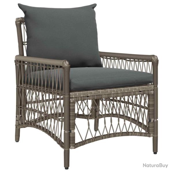 Chaise de jardin avec coussin Gris 73 x 61 x 77 cm polyrotin