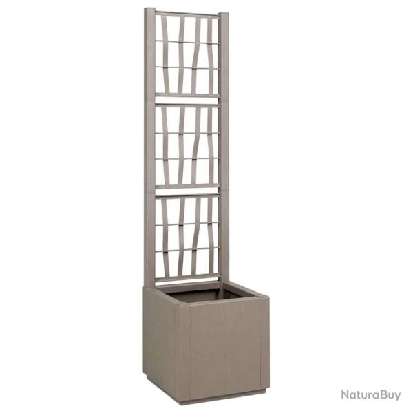 Bac � fleurs avec Treillis Marron Clair 36 x 36 x 140 cm PP
