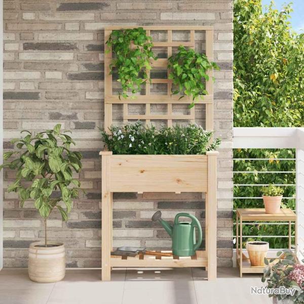 Cache-pot de jardin Beige 71 x 38 x 152 cm Bois de Sapin Massif