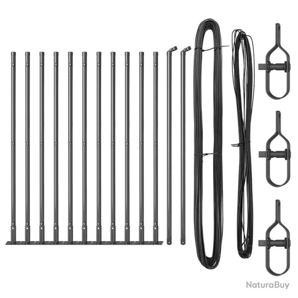 Poteau de cl�ture. 13 pcs Gris Acier