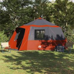 Tente de cabane 12 personnes Gris et orange 500 x 500 x 294 cm